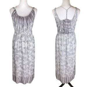 Anthroplogie A Common Thread Orbweaver Gray 100% Silk Maxi Dress Size S